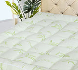 Queen Bamboo Pillow Top Mattress Topper 60x80 Inches – 550 GSM Cooling Mattress Pad Cover, Soft Breathable & Deep Pocket Fitted (8–20”) – Plush Comfort for Back Pain Relief