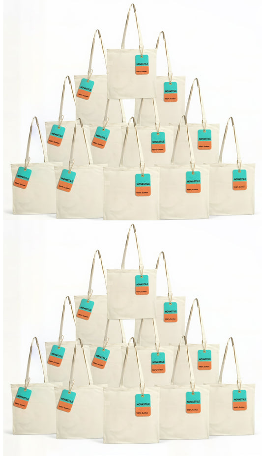 BTEXPERT 100% Cotton Natural Tote Bags NS5340