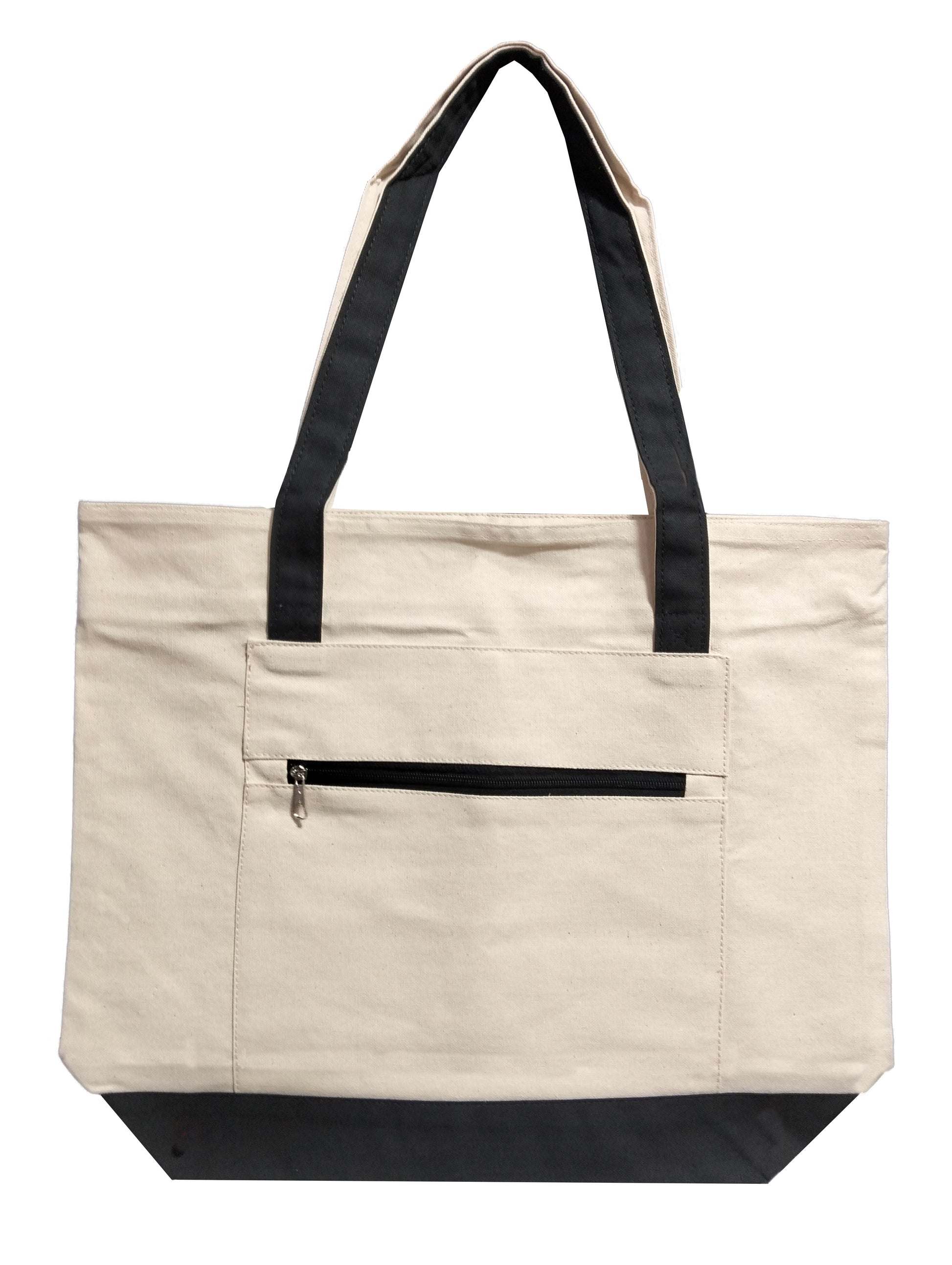 NOVASTILE Canvas Tote Bag 12oz Top Zipper with External Pocket - NS5341