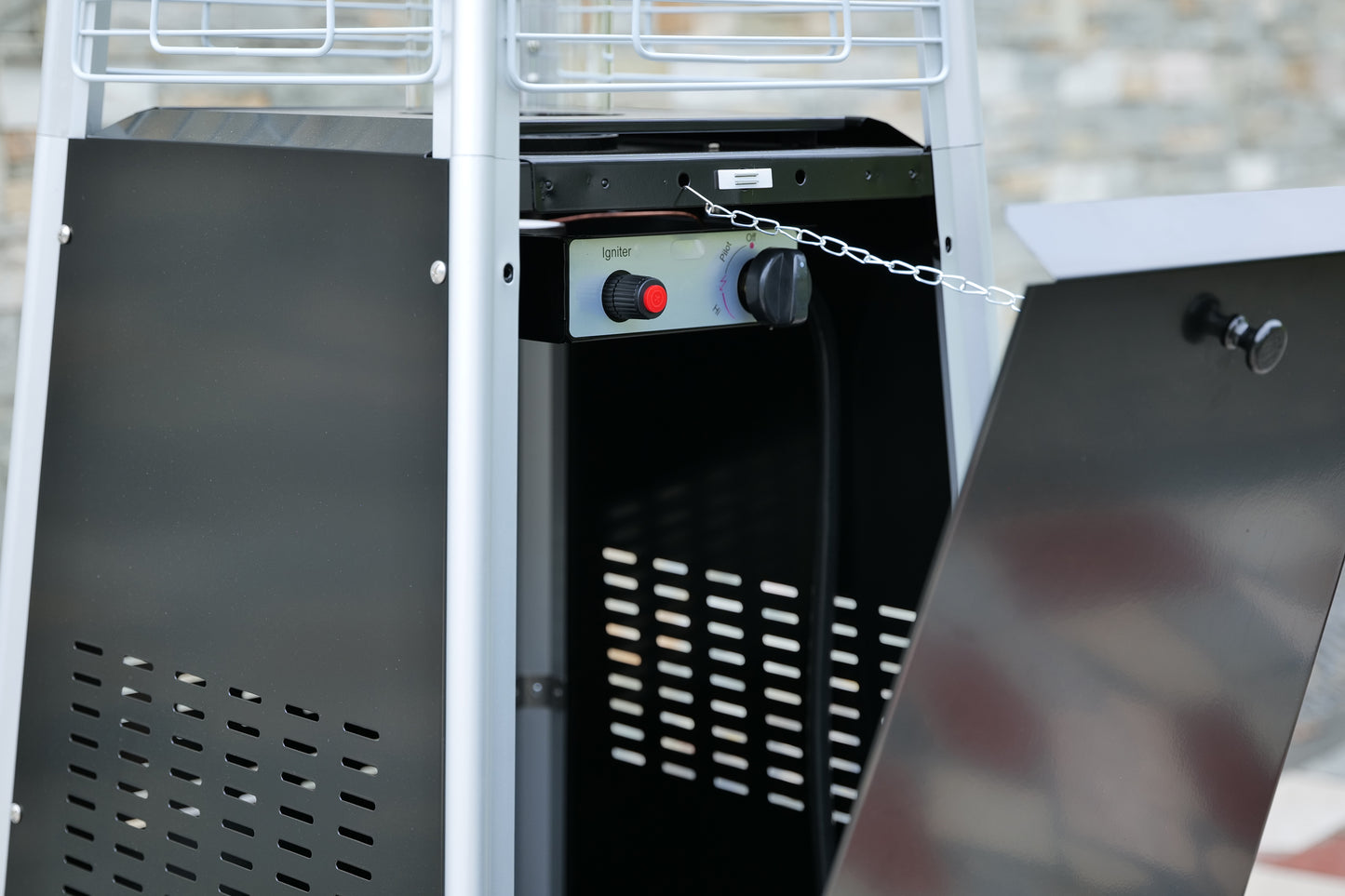 BTExpert 48000 BTU  Pyramid Patio Heater for Outdoor Double Layer Stainless Steel Burner Triple Protection System Quartz Glass Tube Propane Heater for Home & Commerical  Black