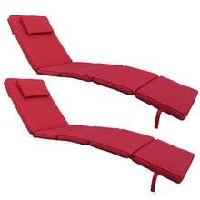 BTEXPERT Set of 2 Folding Outdoor Chaise Cushion Patio Lounger Padding for Deck Lawn Garden Backyard Balcony Terrace Red