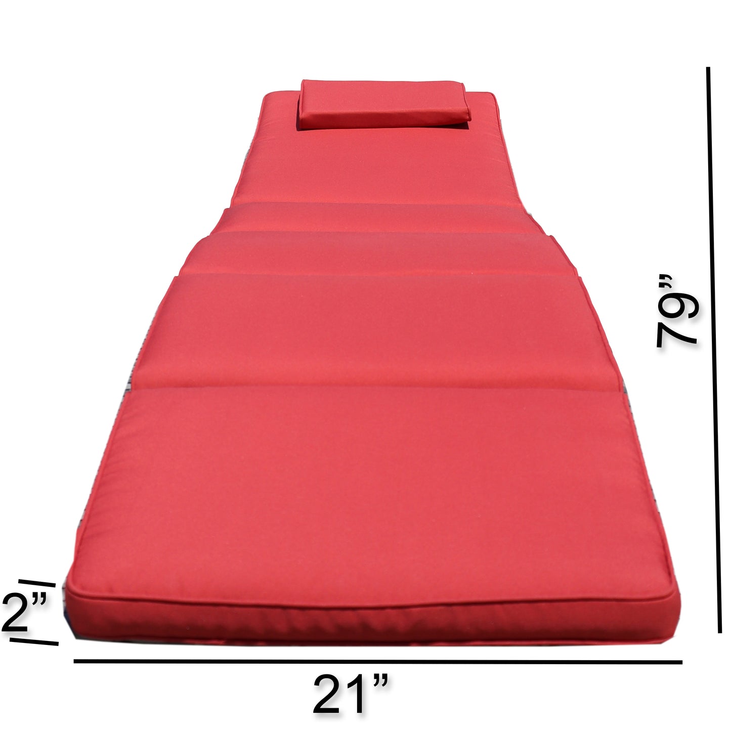 BTEXPERT Folding Outdoor Chaise Cushion Patio Lounger Padding for Deck Lawn Garden Backyard Balcony Terrace Red