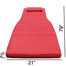 BTEXPERT Folding Outdoor Chaise Cushion Patio Lounger Padding for Deck Lawn Garden Backyard Balcony Terrace Red