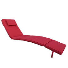 BTEXPERT Set of 2 Folding Outdoor Chaise Cushion Patio Lounger Padding for Deck Lawn Garden Backyard Balcony Terrace Red