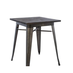 Industrial Antique Rustic Metal Indoor/Outdoor Dining Table With Wood Top