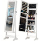 BTEXPERT Mirror Jewelry Cabinet Standing, Large Storage Jewelry Armoire, Full-Length  Mirror with Jewelry Storage, 12 LED Lockable Standing Jewelry Organizer White