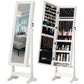BTEXPERT Mirror Jewelry Cabinet Standing, Large Storage Jewelry Armoire, Full-Length  Mirror with Jewelry Storage, 12 LED Lockable Standing Jewelry Organizer White