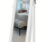 BTEXPERT Mirror Jewelry Cabinet Standing, Large Storage Jewelry Armoire, Full-Length  Mirror with Jewelry Storage, 12 LED Lockable Standing Jewelry Organizer White