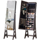 BTEXPERT Mirror Jewelry Cabinet Standing, Large Storage Jewelry Armoire, Full-Length Frameless Mirror with Jewelry Storage, 12 LED Lockable Standing Jewelry Organizer Brown
