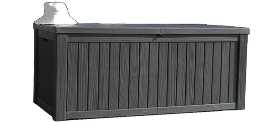 BTEXPERT 150 Gallon Large Resin Deck Box, Outdoor Storage Container with Metal Rods & Partition for Patio Furniture Cushions Garden Tools Equipment Waterproof Lockable UV Resistant