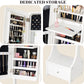 BTEXPERT Mirror Jewelry Cabinet , Large Storage Jewelry Armoire, Full-Length Frameless Mirror Jewelry Storage, 12 LED Lockable Jewelry Organizer White