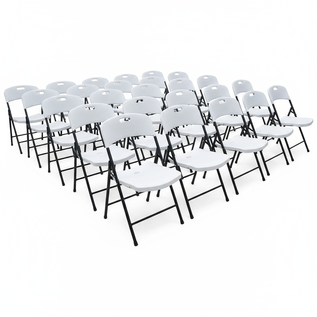 BTEXPERT Thick Folding Chair Party Chair Indoor Outdoor Wedding Event Picnic Kitchen Dining Church School White Foldable Chair Steel Frame Set of 50