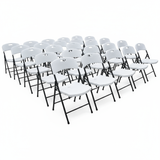 BTEXPERT Thick Folding Chair Party Chair Indoor Outdoor Wedding Event Picnic Kitchen Dining Church School White Foldable Chair Steel Frame Set of 50