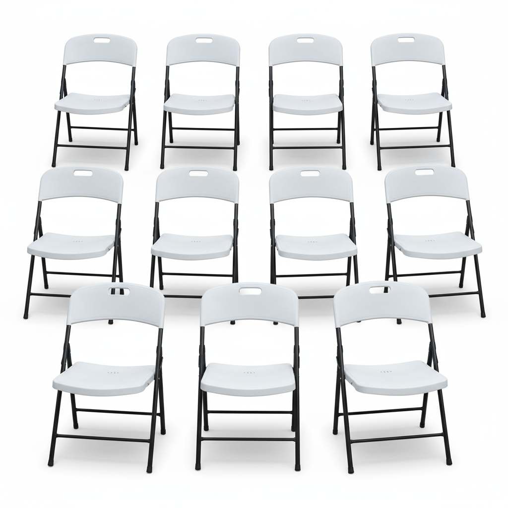 BTEXPERT Thick Folding Chair Party Chair Indoor Outdoor Wedding Event Picnic Kitchen Dining Church School White Foldable Chair Steel Frame Set of 36