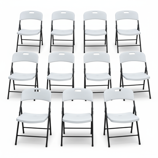 BTEXPERT Thick Folding Chair Party Chair Indoor Outdoor Wedding Event Picnic Kitchen Dining Church School White Foldable Chair Steel Frame Set of 12