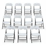 BTEXPERT Thick Folding Chair Party Chair Indoor Outdoor Wedding Event Picnic Kitchen Dining Church School White Foldable Chair Steel Frame Set of 12