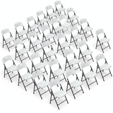 BTEXPERT Thick Folding Chair Party Chair Indoor Outdoor Wedding Event Picnic Kitchen Dining Church School White Foldable Chair Steel Frame Set of 36