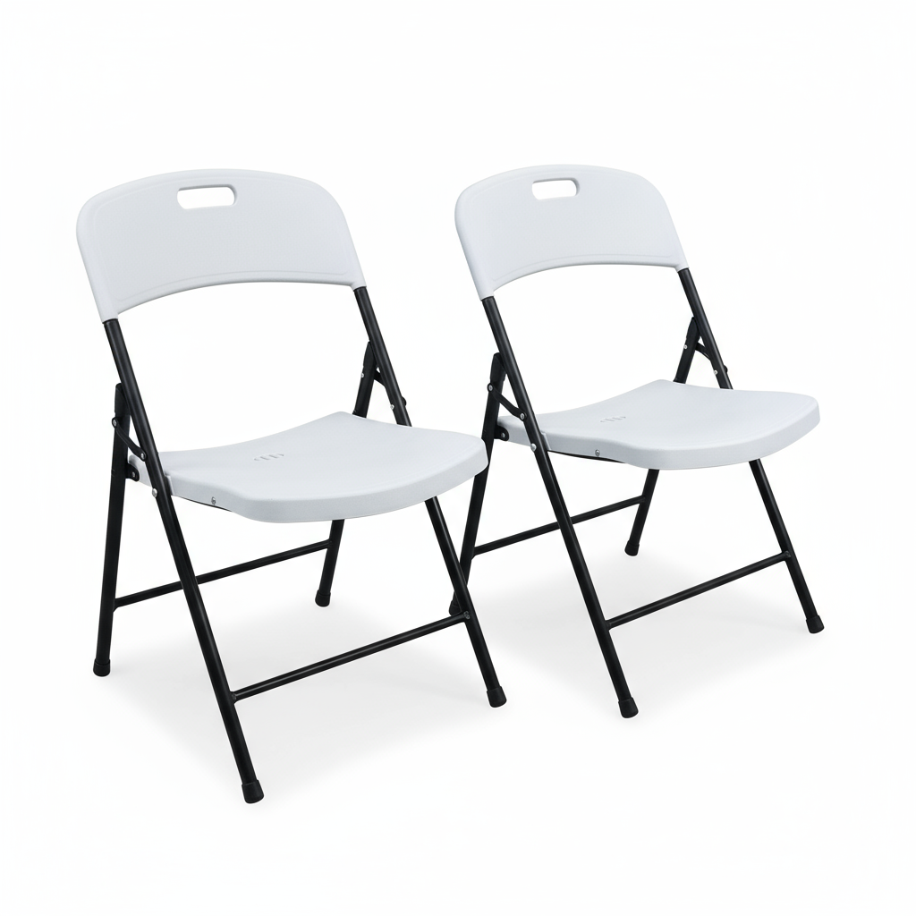 BTEXPERT Thick Folding Chair Party Chair Indoor Outdoor Wedding Event Picnic Kitchen Dining Church School White Foldable Chair Steel Frame Set of 2