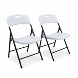 BTEXPERT Thick Folding Chair Party Chair Indoor Outdoor Wedding Event Picnic Kitchen Dining Church School White Foldable Chair Steel Frame Set of 2