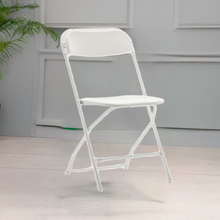 White Plastic Folding Chair Steel Frame Commercial High Capacity Event lightweight Set for Office Wedding Party Picnic Kitchen Dining School Set of 10