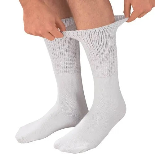 NOVASTILE Anti Skid Socks With Grips - Non-Slip, Non-Binding Hospital Diabetic Tube Socks for Men