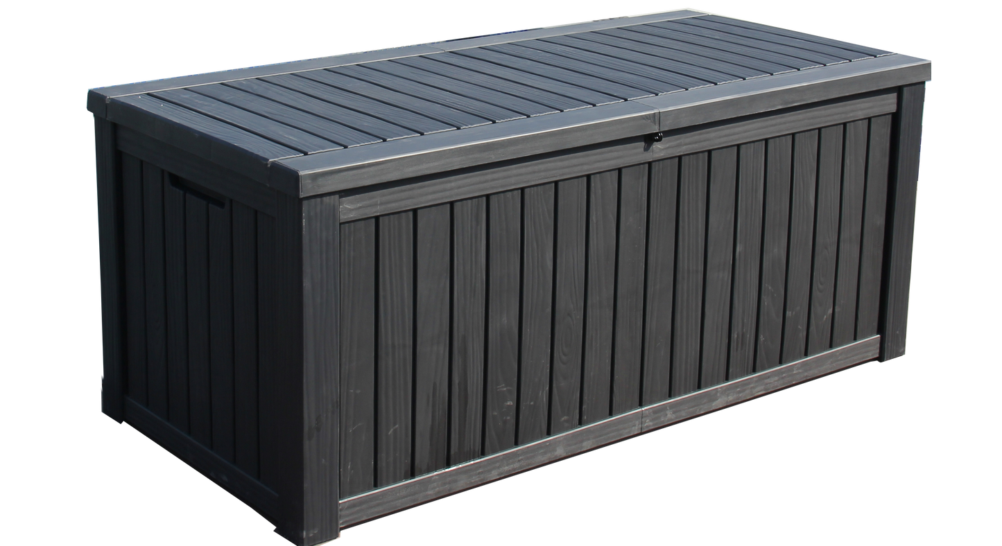 BTEXPERT 150 Gallon Large Resin Deck Box, Outdoor Storage Container with Metal Rods & Partition for Patio Furniture Cushions Garden Tools Equipment Waterproof Lockable UV Resistant