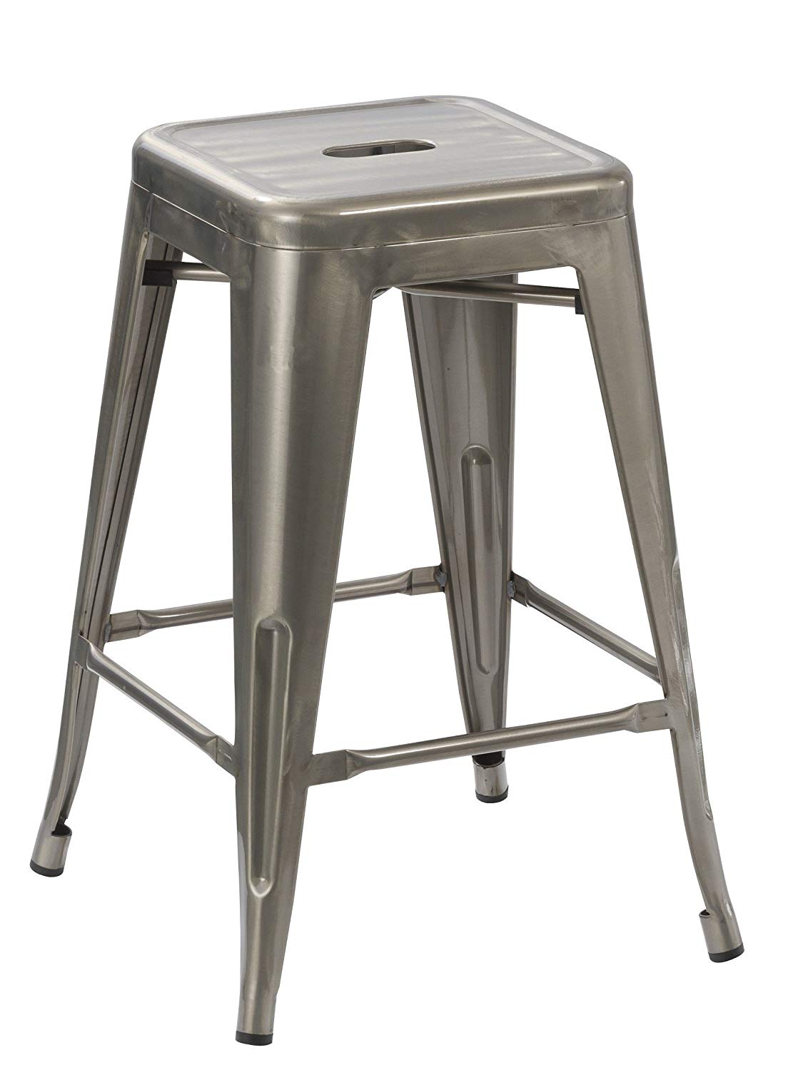 BTExpert 24" Industrial Vintage Distressed Metal Counter Bar Stool, Rustic Tabouret Style