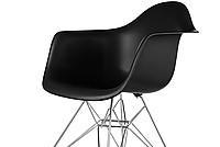 Eiffel Chrome Wire Dowell Legs Dining Arm Chair Black DAR Set of 2
