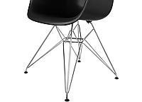 Eiffel Chrome Wire Dowell Legs Dining Arm Chair Black DAR Set of 2