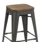 BTExpert 30" Metal Vintage Gunmetal Rustic Counter Bar Stool Modern Wood seat 4 barstools