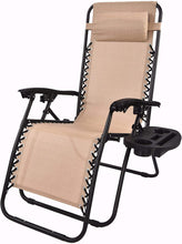 Zero Gravity Chair Case Lounge Outdoor Patio Beach Yard Garden With Utility Tray Cup Holder Beige