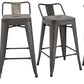 BTExpert 30" Rustic Distressed Metal Bar Stool, Low Back, 4PC, Indoor Outdoor
