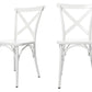 BTExpert White Cross Back Metal Industrial Modern Vintage Farmhouse Dining Chair - Set of 2