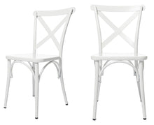 White Cross Back Metal Industrial Modern Vintage Farmhouse Dining Chair, Set of 2