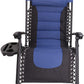 BTEXPERT Oversized Padded Zero Gravity Chair Folding Recliner Case Lounge Outdoor Pool Patio Blue Yard Garden Utility Tray Cup Holder