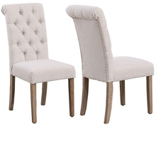 SET OF 2 High Back Tufted Parsons Upholstered Padded Dining Room Chairs Side Solid Wood-Accent