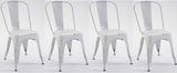 BTExpert Metal White Distressed Chic Indoor Outdoor Stackable Bistro Cafe Dining Side Chairs - Set of 4