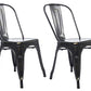 BTExpert Golden Black Distressed Metal Stackable Bistro Dining Chairs - Set of 4