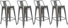 BTEXPERT Industrial 24 inch Galvanized Distressed Kitchen Chic Indoor Outdoor Low Back Metal Counter Height Stool