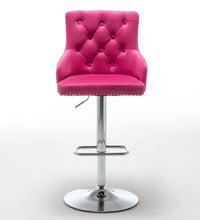 BTExpert Upholstered Dining Adjustable Seat, High Back Stool Bar Chair Pink Tufted, One Stool