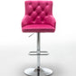 BTExpert Upholstered Dining Adjustable Seat, High Back Stool Bar Chair Pink Tufted - Set of 2