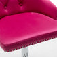 BTExpert Upholstered Dining Adjustable Seat, High Back Stool Bar Chair Pink Tufted - Set of 2