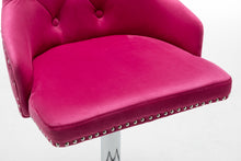 BTExpert Upholstered Dining Adjustable Seat, High Back Stool Bar Chair Pink Tufted Set of 2