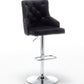 BTExpert Upholstered Dining Adjustable Seat, High Back Stool Bar Chair Black Tufted