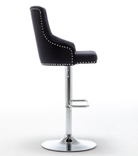 BTExpert Upholstered Dining Adjustable Seat, High Back Stool Bar Chair Black Tufted Set of 2
