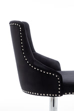 BTExpert Upholstered Dining Adjustable Seat, High Back Stool Bar Chair Black Tufted Set of 2