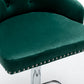 BTExpert Upholstered Dining Adjustable Seat, High Back Stool Bar Chair Green Tufted - Set of 2