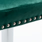 BTExpert Upholstered Dining Adjustable Seat, High Back Stool Bar Chair Green Tufted - Set of 2