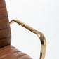 BTExpert Brown Faux Leather Adjustable Home Office Arm Chair Golden Finish