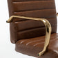 BTExpert Brown Faux Leather Adjustable Home Office Arm Chair Golden Finish